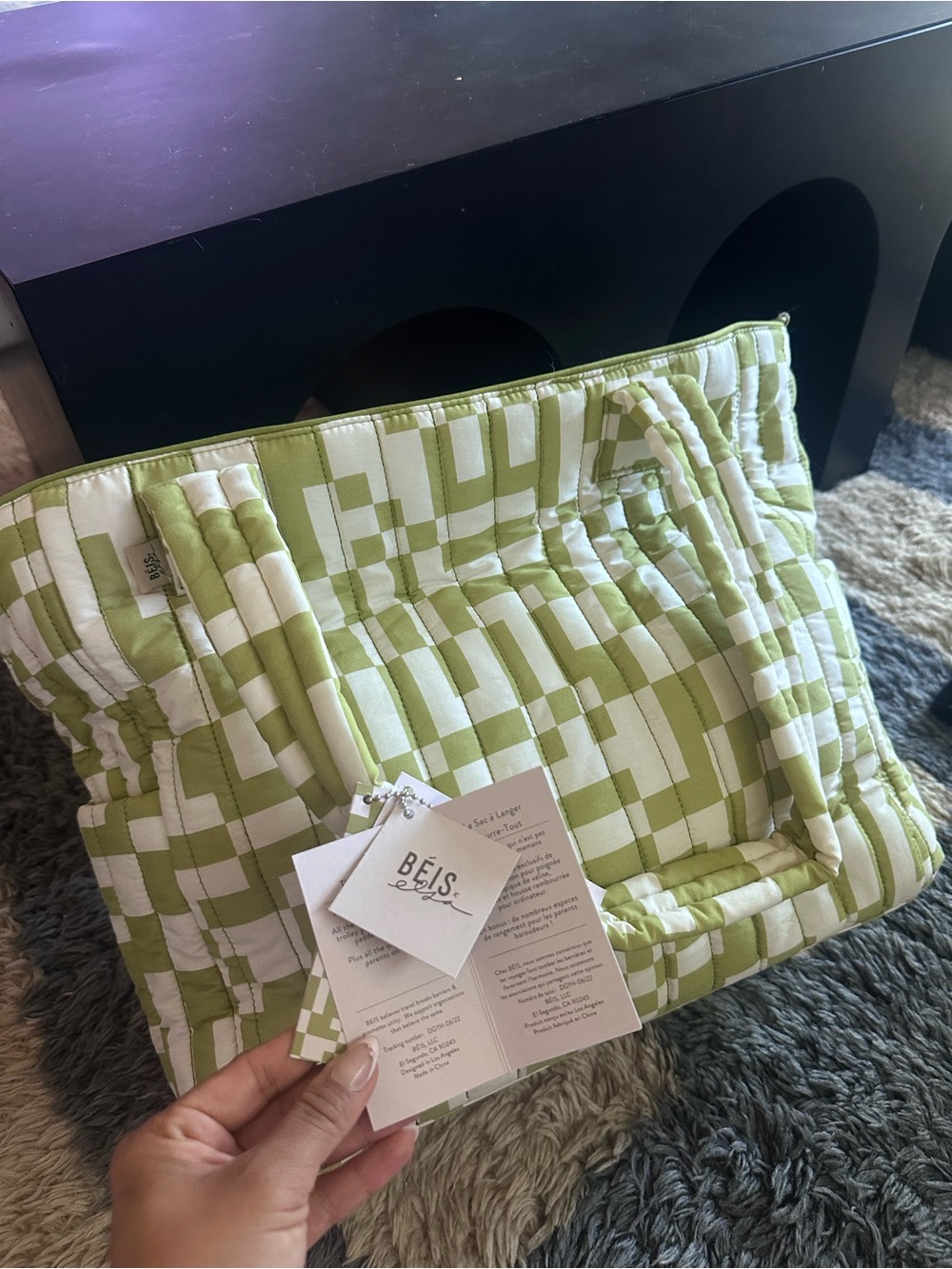 NEW BEIS x Elsa Tote Diaper Bag in Play Date (Green Chevron)